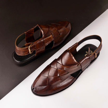 Peshawari Brown Cow Leather Braided CDC 775