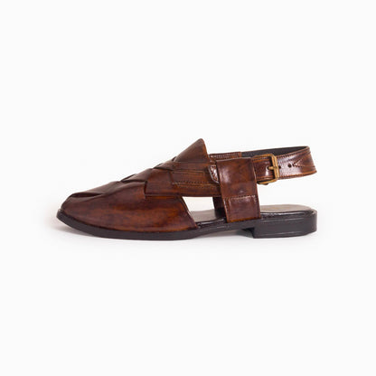 Peshawari Brown Cow Leather Braided CDC 775