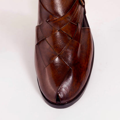 Peshawari Brown Cow Leather Braided CDC 775
