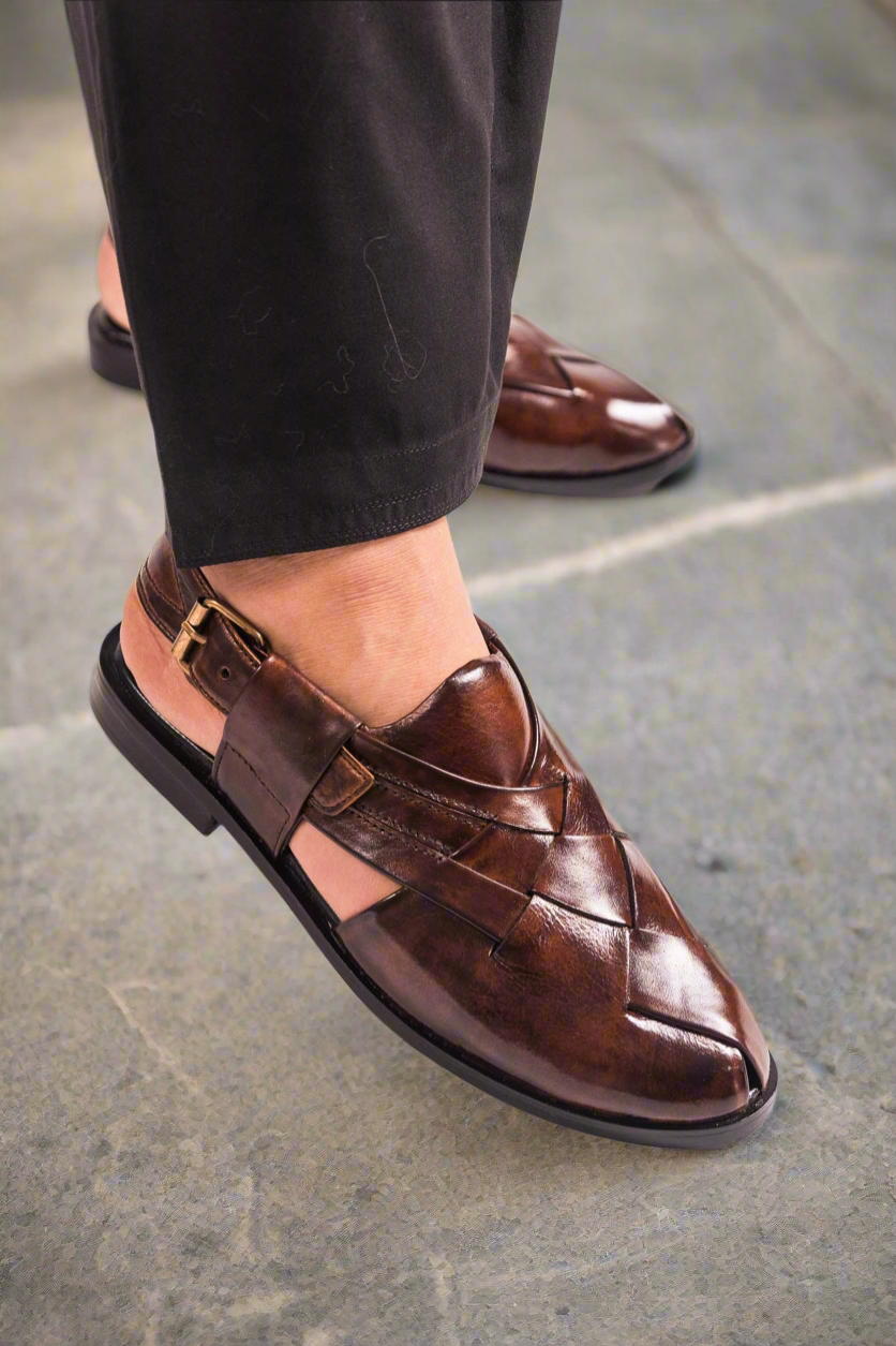 Peshawari Brown Cow Leather Braided CDC 775